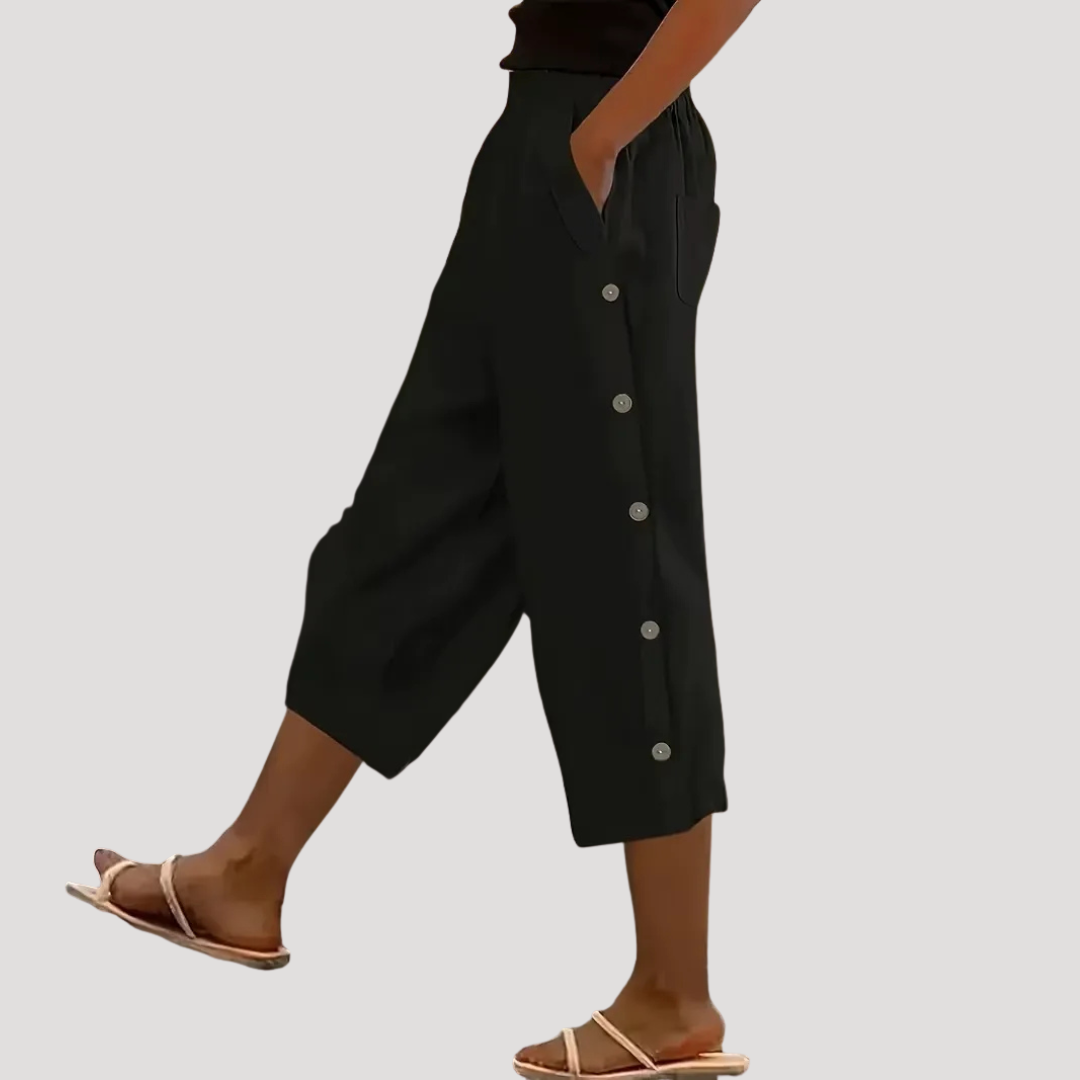 Naomi | Pantaloni donna leggeri e fluidi a gamba larga estate midi