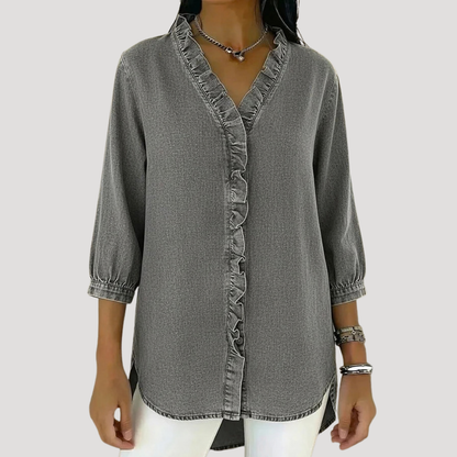 Pearl | Blusa Donna in Jeans con Volant