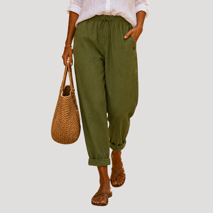 Jasmine | Pantaloni Donna Gamba Dritta Vita Regolabile Estate