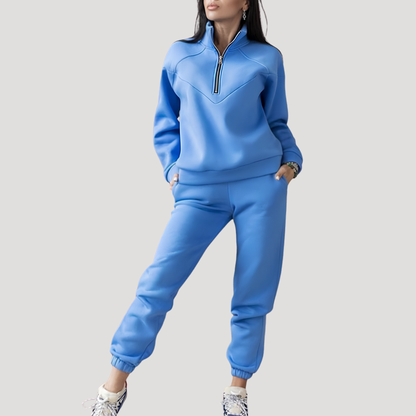 Rossella | Completo Donna Top Mezzo-Zip e Pantaloni Jogging Slim