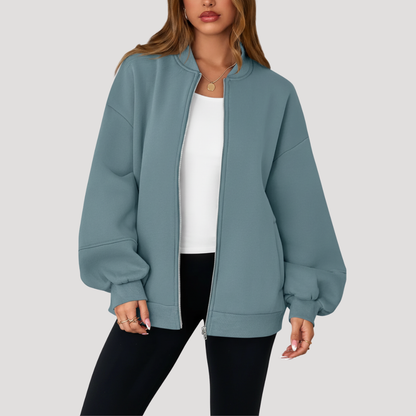 Alessandra | Giacca Bomber Oversize Donna con Chiusura Zip