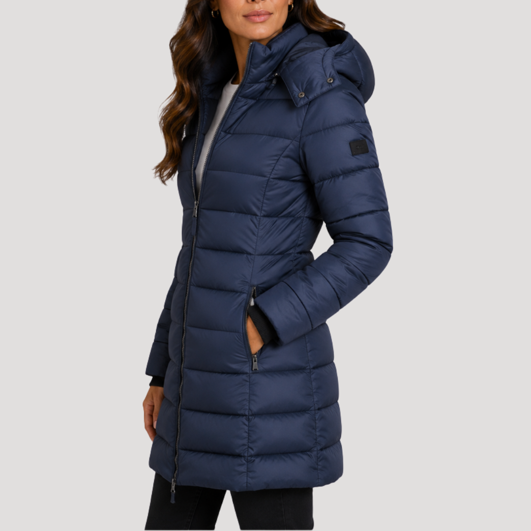 Isotta | Giacca Piumino Lunga Donna con Cappuccio e Chiusura Zip