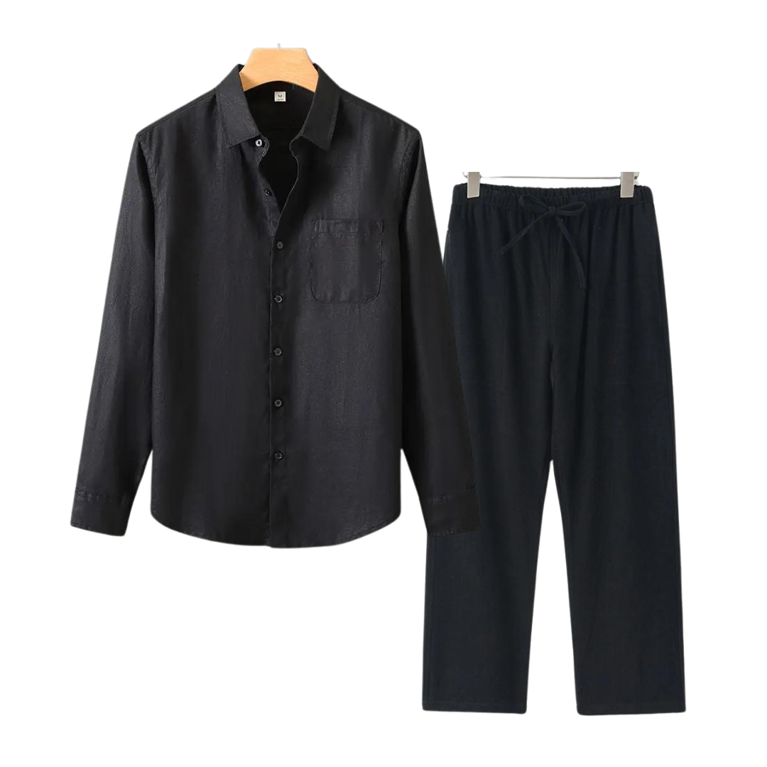 Ernesto | Completo camicia a maniche lunghe e pantaloni con coulisse da uomo