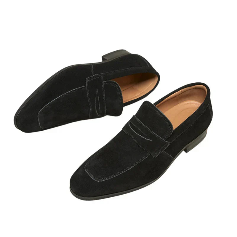 Pasquale | Mocassini penny loafer effetto camoscio sintetico da uomo