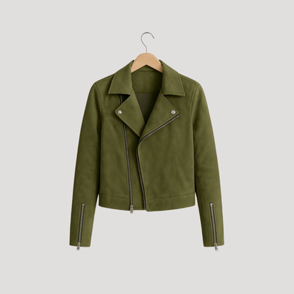 Amy | Giacca Biker Corto Donna con Zip Asimmetrica