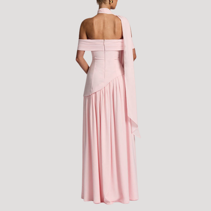 Lucille | Abito Lungo Plissettato Spalle Scoperte Donna Elegante Da Sera