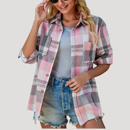 Ester | Camicia Donna a Quadri Bottonata Casual