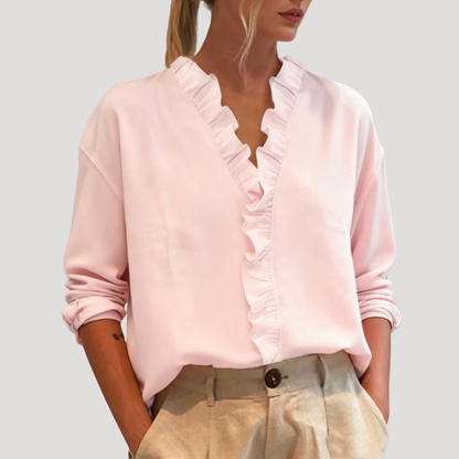 Sabine | Blusa Donna Volant Maniche Lunghe Elegante