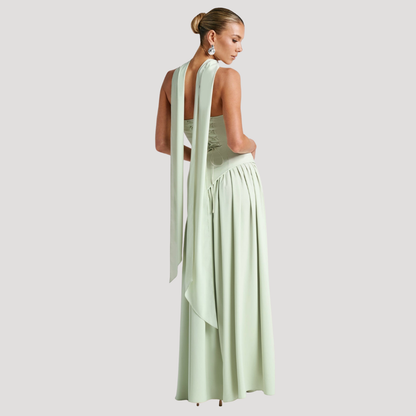 Renata | Abito lungo a bustier plissettato elegante da cerimonia