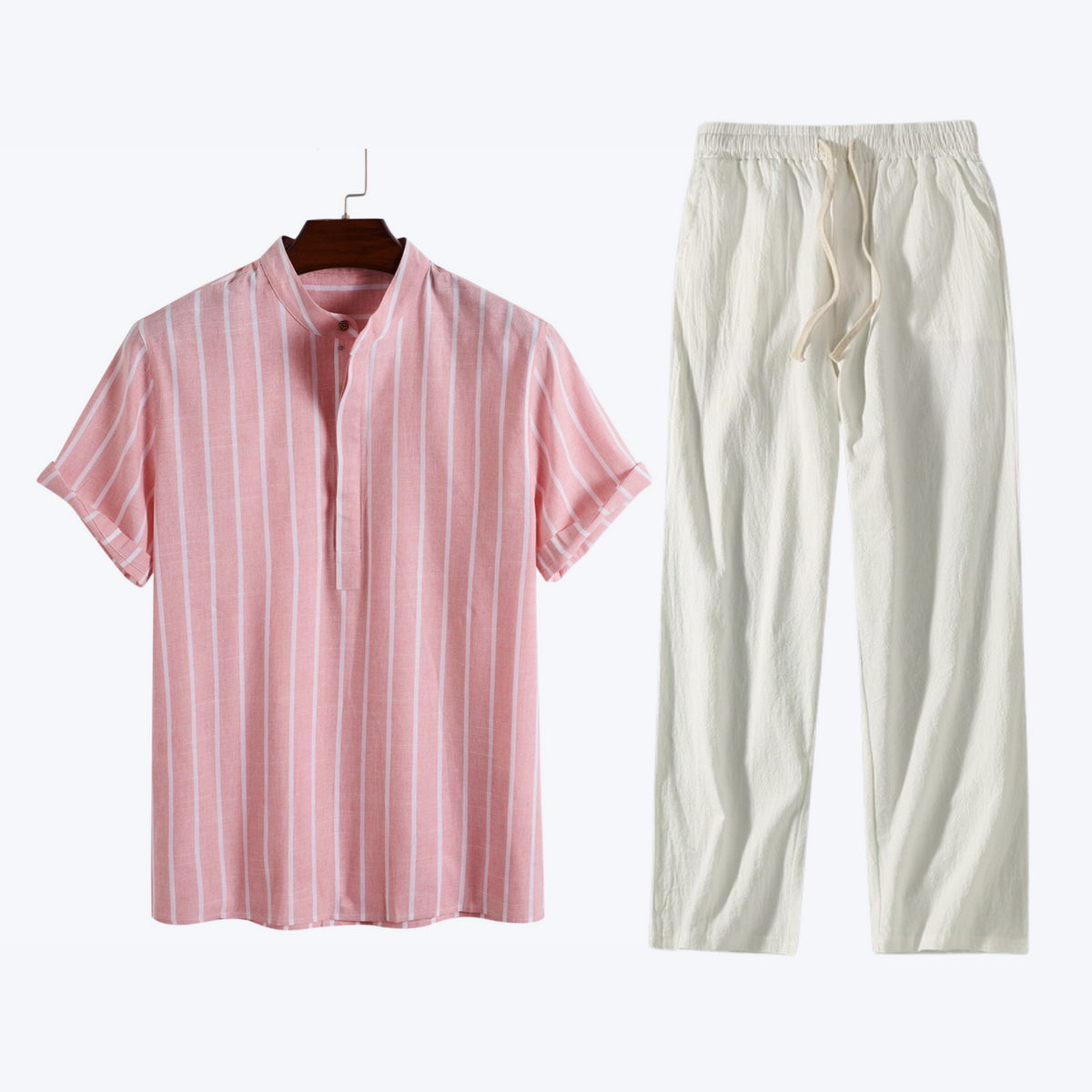 Emilio | Completo camicia a righe e pantaloni con coulisse da uomo