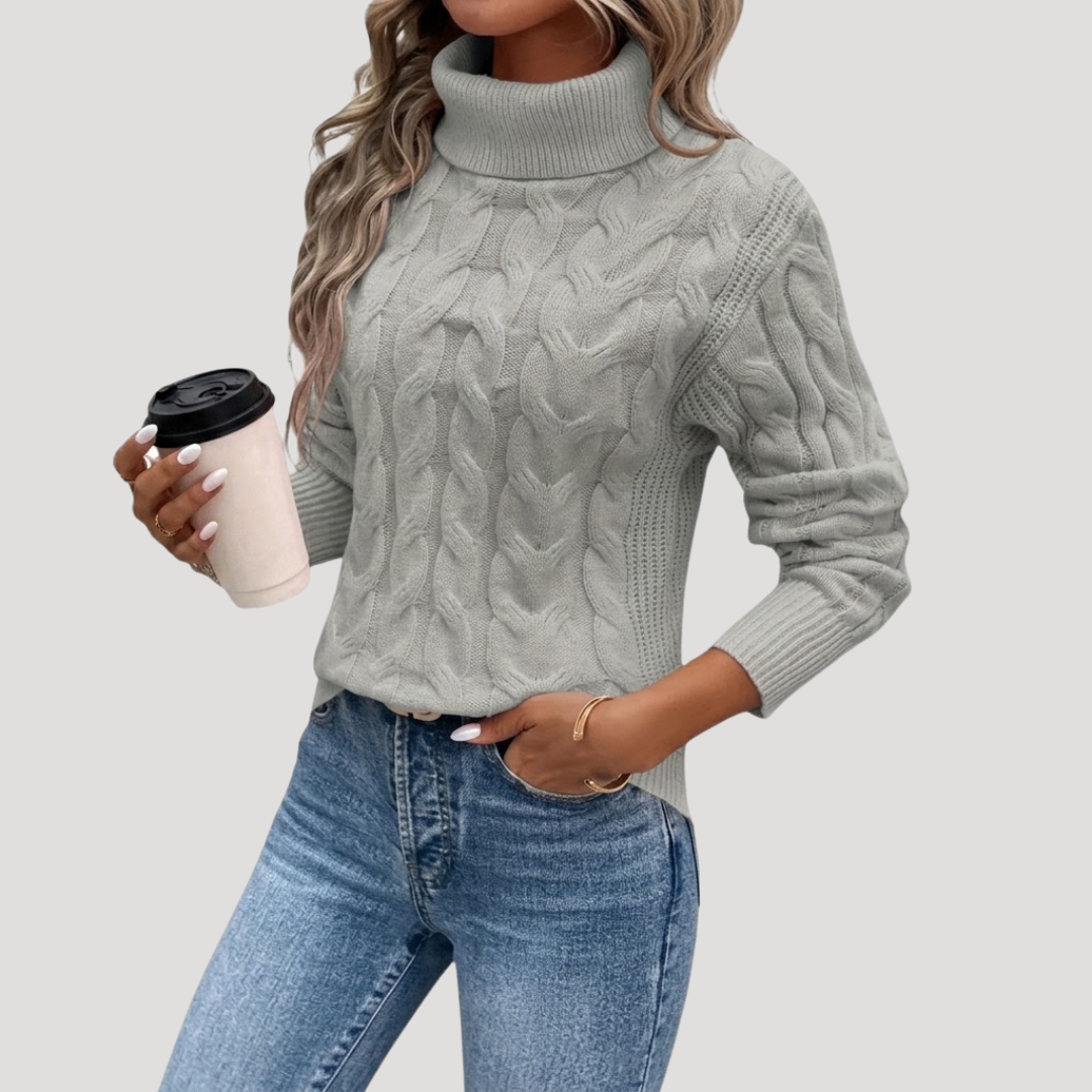 Renee | Maglione Donna Invernale in Maglia Torcigliata con Collo Alto