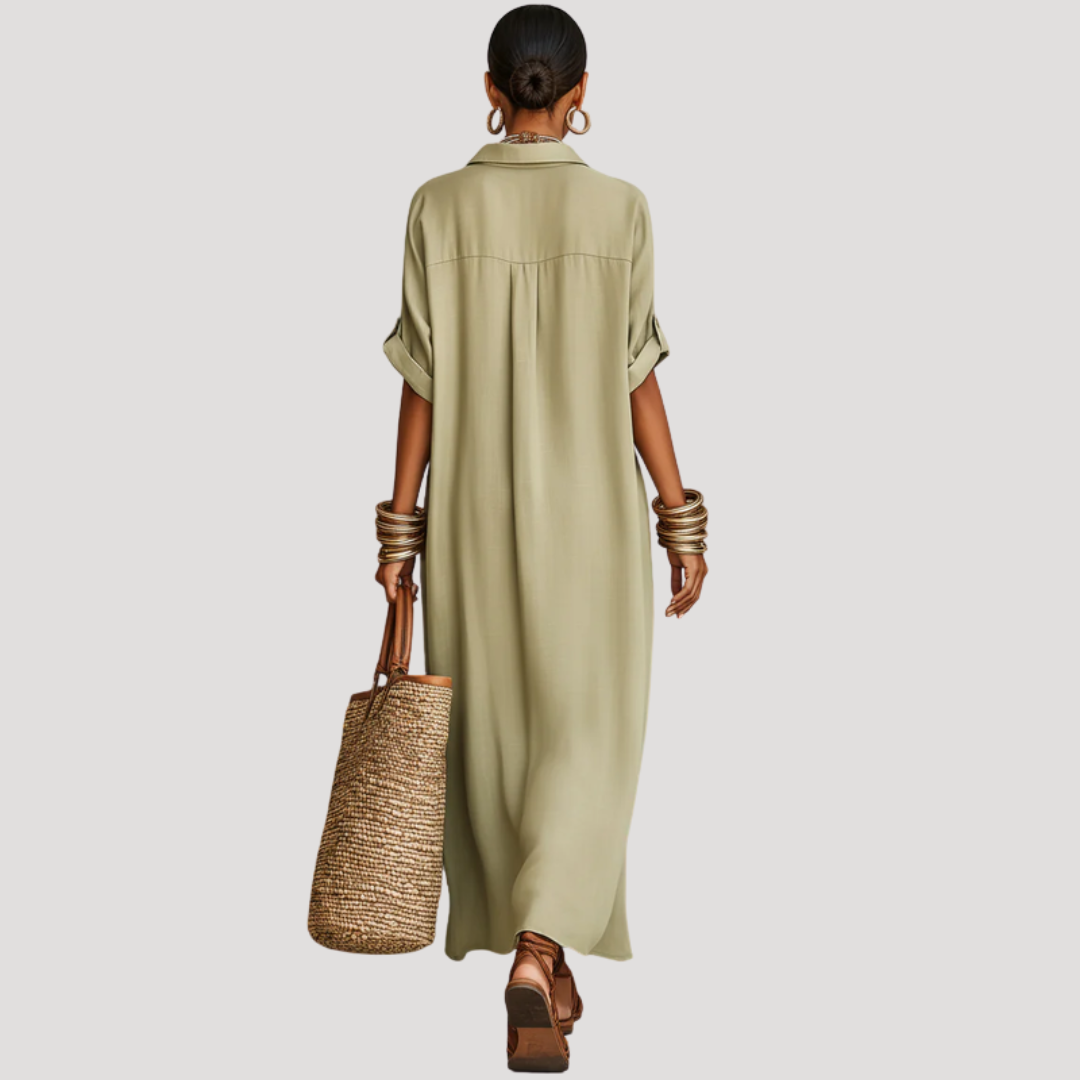 Rossella | Robe Chemise Longue Boutonnée Décontractée