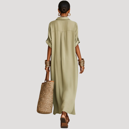 Rossella | Robe Chemise Longue Boutonnée Décontractée