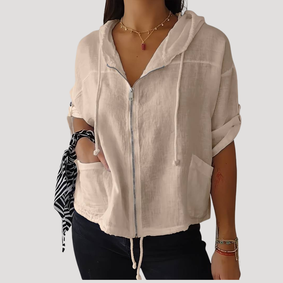 Sophie | Giacca Donna con Cappuccio Maniche Risvoltate Casual