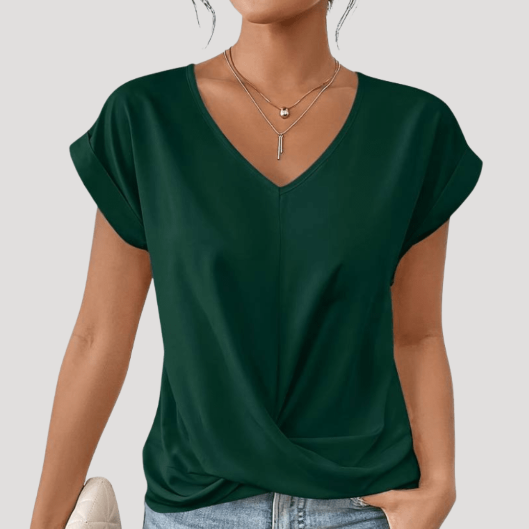 Maude | T-shirt Donna Col V Drappeggiata Fluida Estate