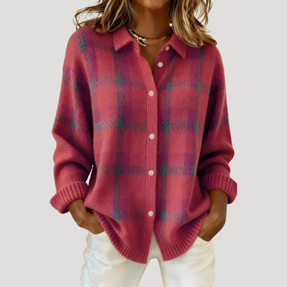 Daniela | Cardigan Donna in Maglia a Quadri Taglio Ampio