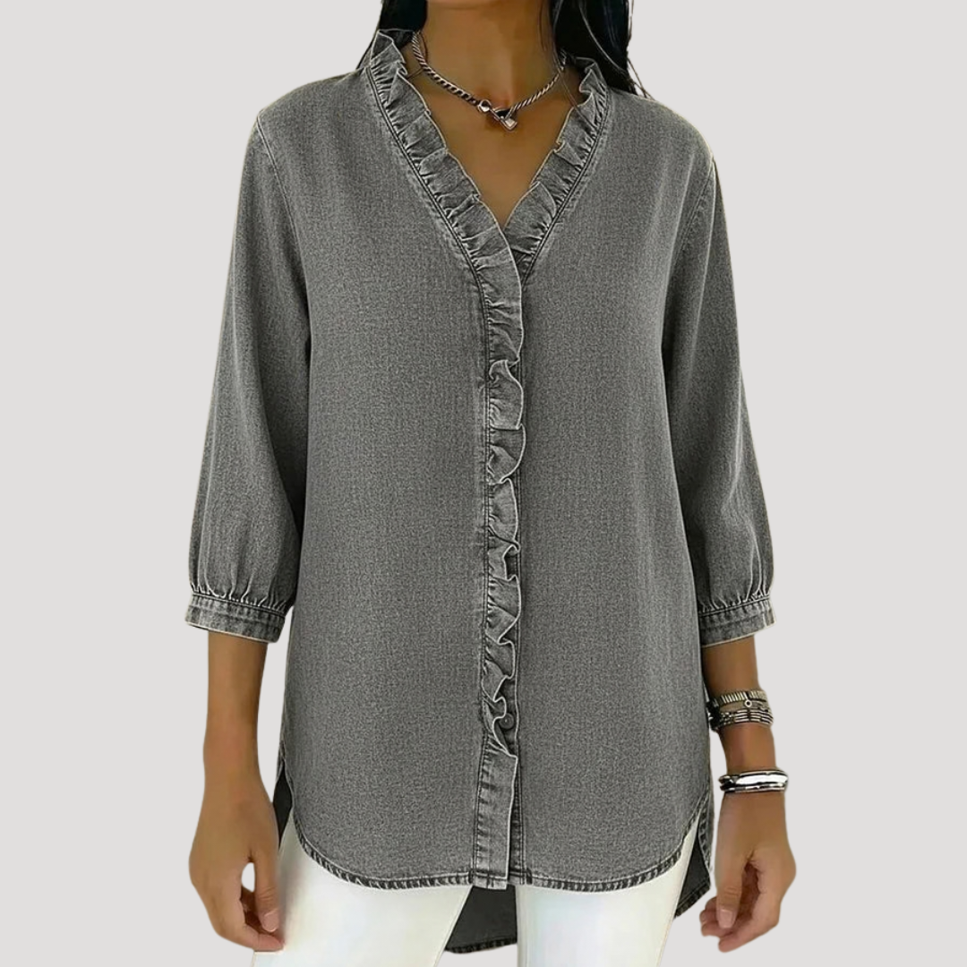 Rosalie | Blusa Donna in Jeans con Volant