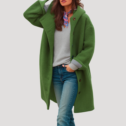 Alessandra | Cappotto con Cappuccio Donna Bottonato Confortevole