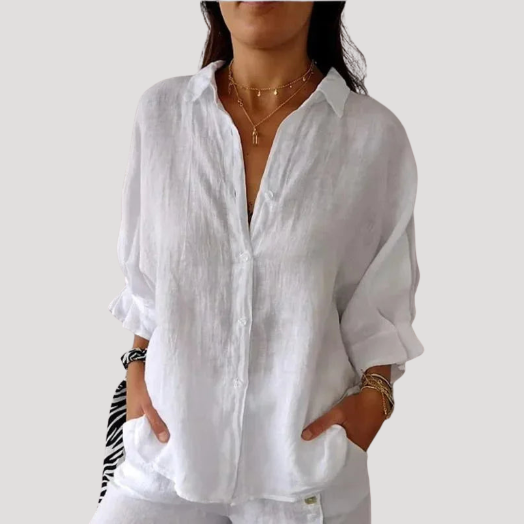 Fanny | Camicia in lino fluida e ampia con maniche lunghe