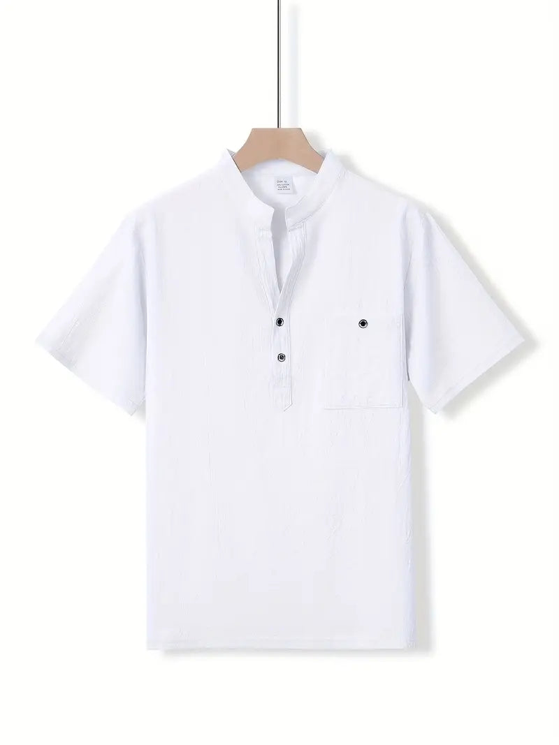 Giorgio | Camicia henley a maniche corte con taschino da uomo