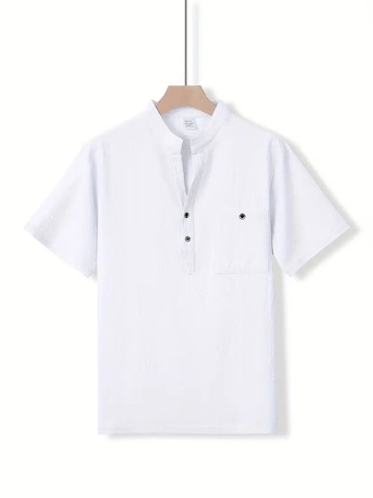 Giorgio | Camicia henley a maniche corte con taschino da uomo