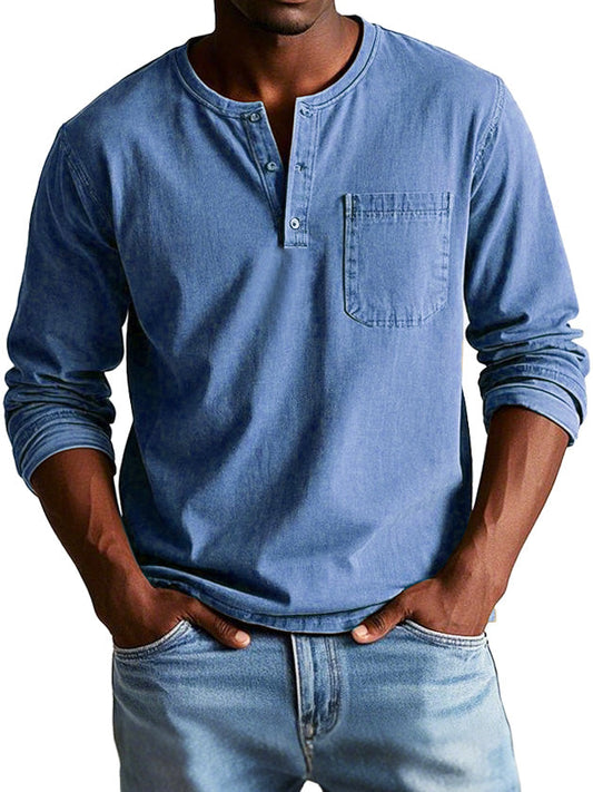 Matteo | Camicia Henley a maniche lunghe con taschino da uomo