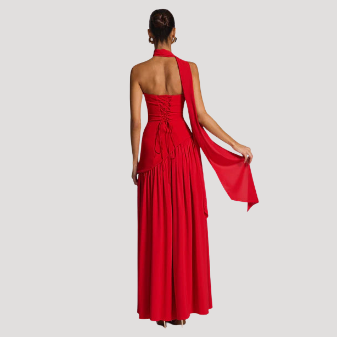 Renata | Abito lungo a bustier plissettato elegante da cerimonia