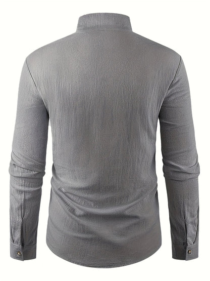 Filippo | Camicia con colletto alla coreana e bottoni da uomo