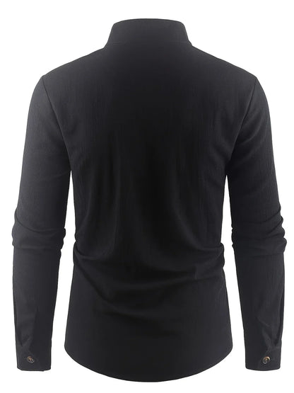 Filippo | Camicia con colletto alla coreana e bottoni da uomo