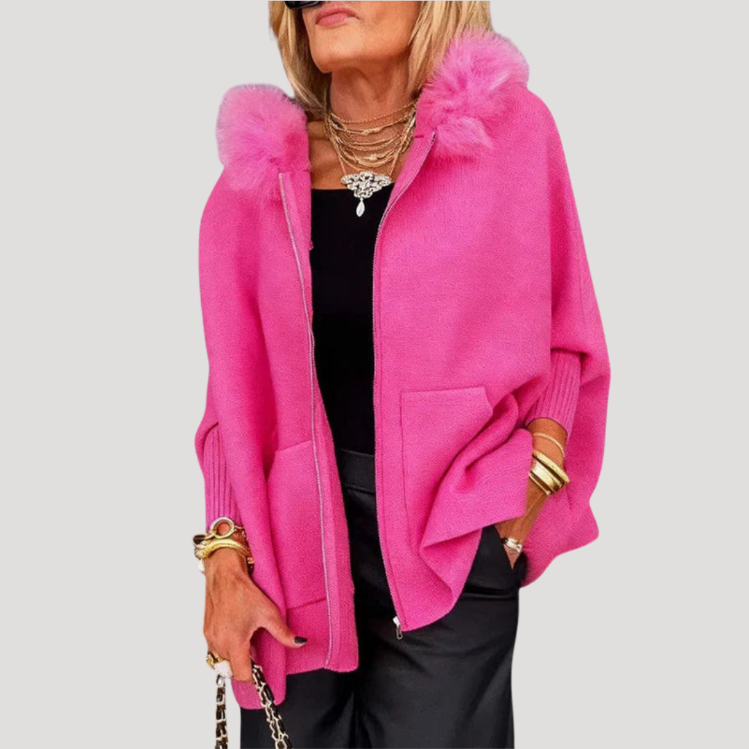 Sarah | Giacca Cape Donna Con Cappuccio In Finta Pelliccia