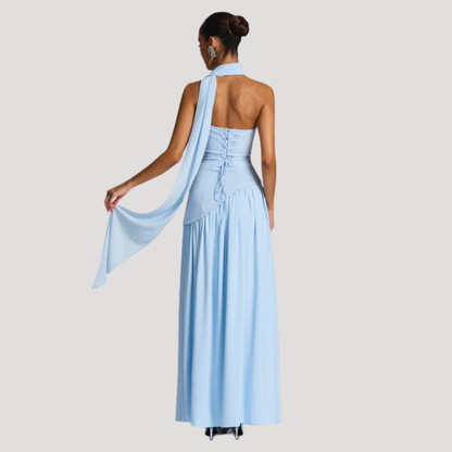 Renata | Abito lungo a bustier plissettato elegante da cerimonia