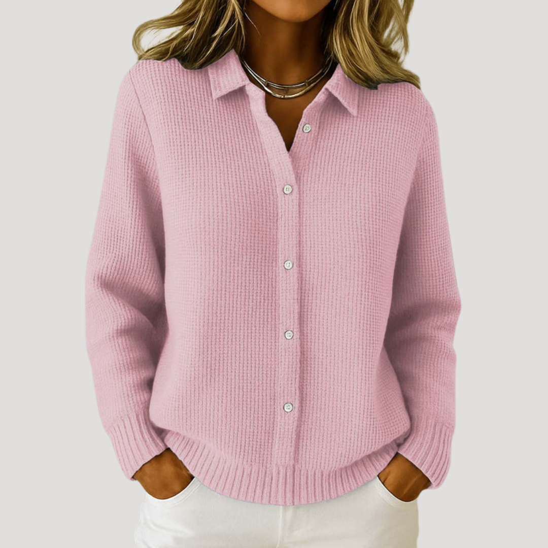 Ambra | Pullover Donna Casual Collo Camicia Maniche Lunghe