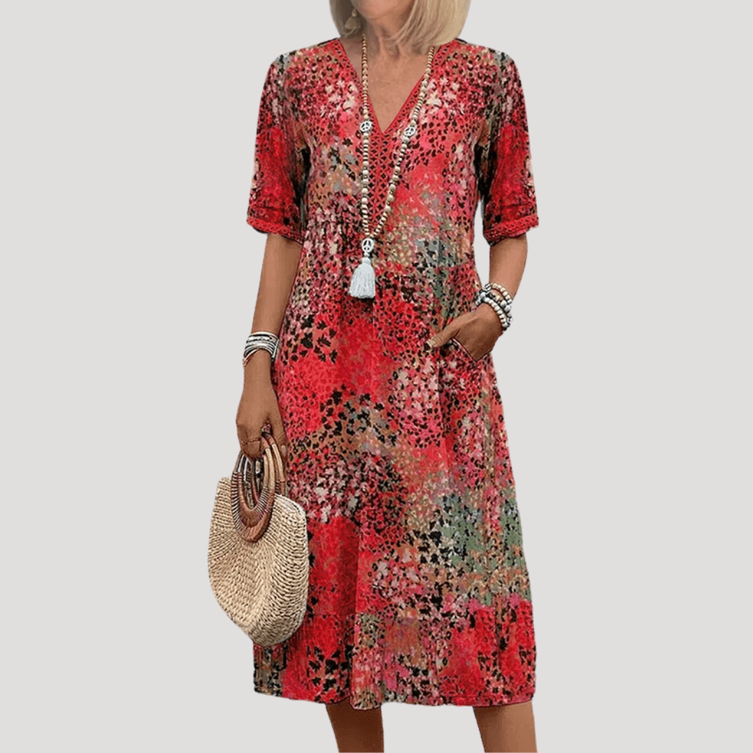 Victoria | Abito midi floreale bohémien elegante