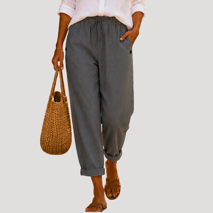 Jasmine | Pantaloni Donna Gamba Dritta Vita Regolabile Estate