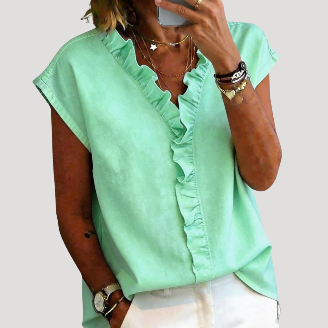 Clothilde | Blusa Donna Volant Maniche Corte Elegante