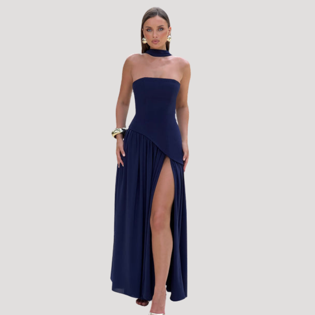Renata | Abito lungo a bustier plissettato elegante da cerimonia