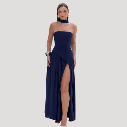 Renata | Abito lungo a bustier plissettato elegante da cerimonia
