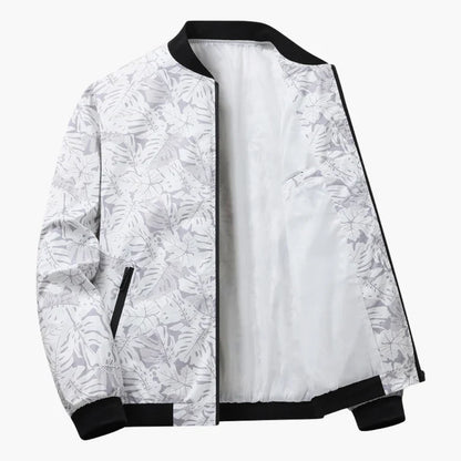 Ruggero | Bomber con stampa foglie e zip da uomo