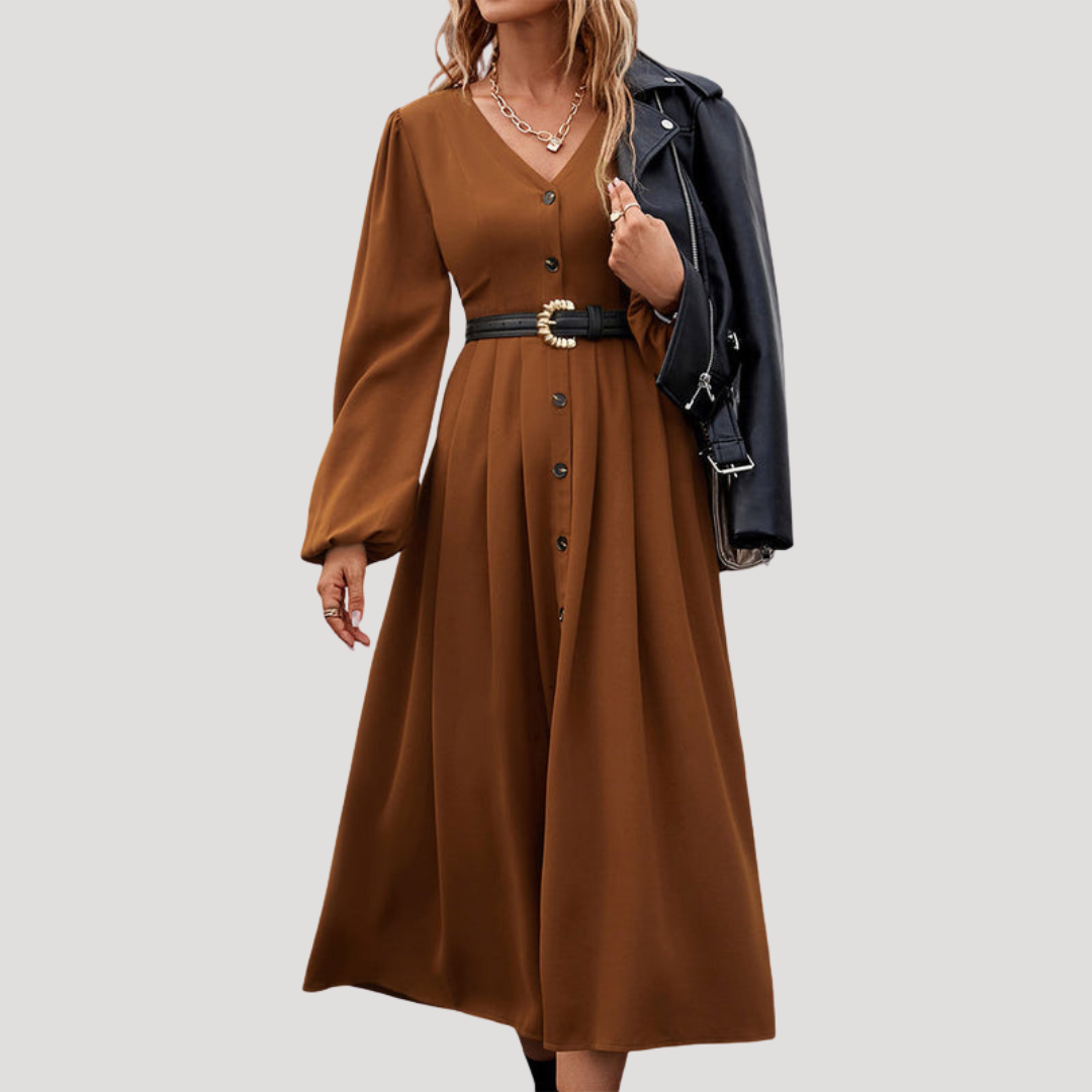 Emilia | Robe Midi Donna Bottonata Maniche Lunghe