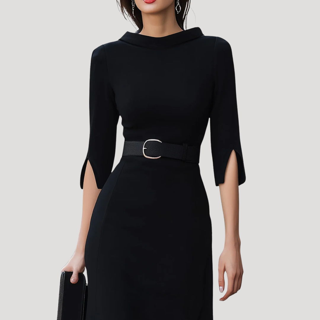 Lea | Robe Midi Cintrée Ceinturée Femme