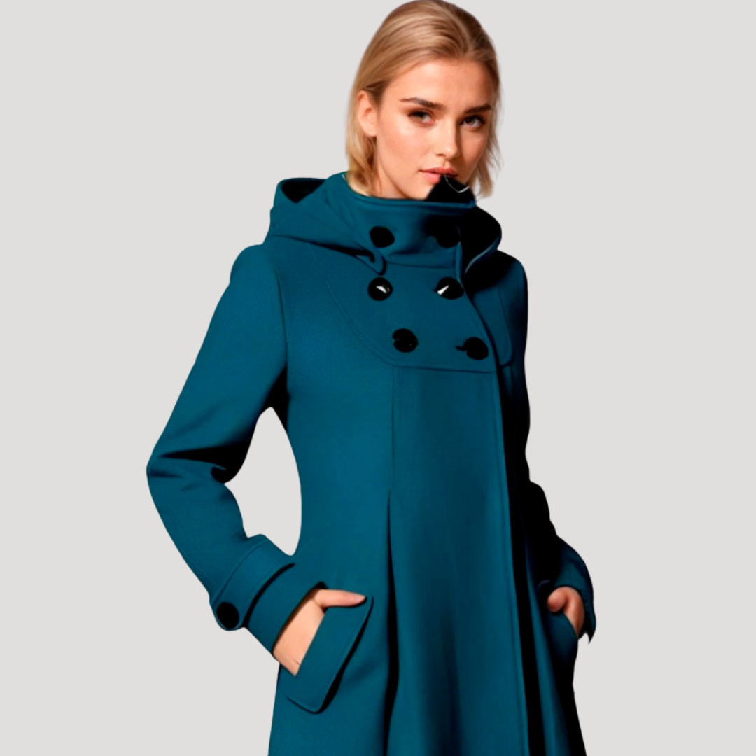 Sarah | Cappotto Donna Svasato con Cappuccio e Bottoni