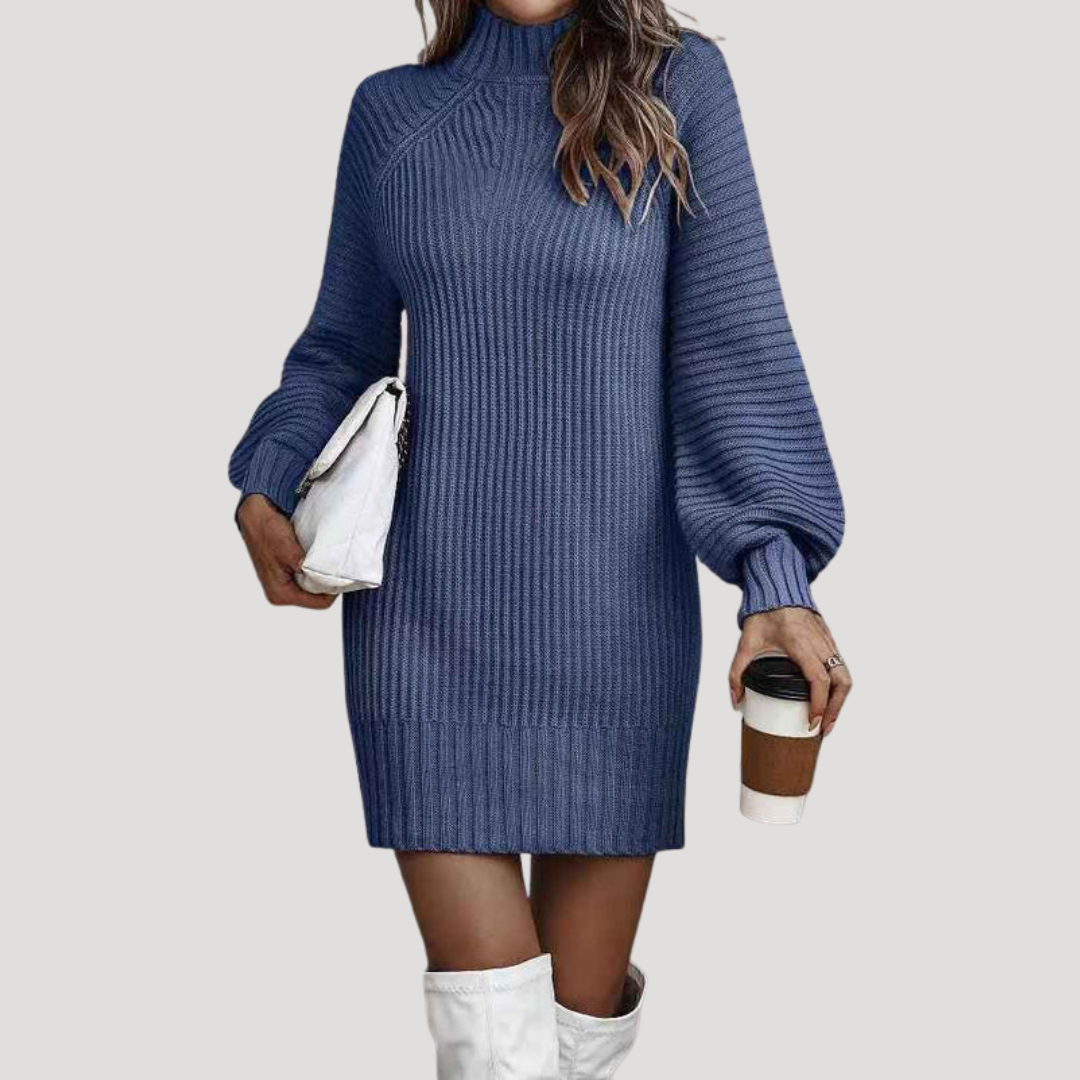 Gisella | Abito Mini Donna Svasato in Maglia a Maniche Lunghe