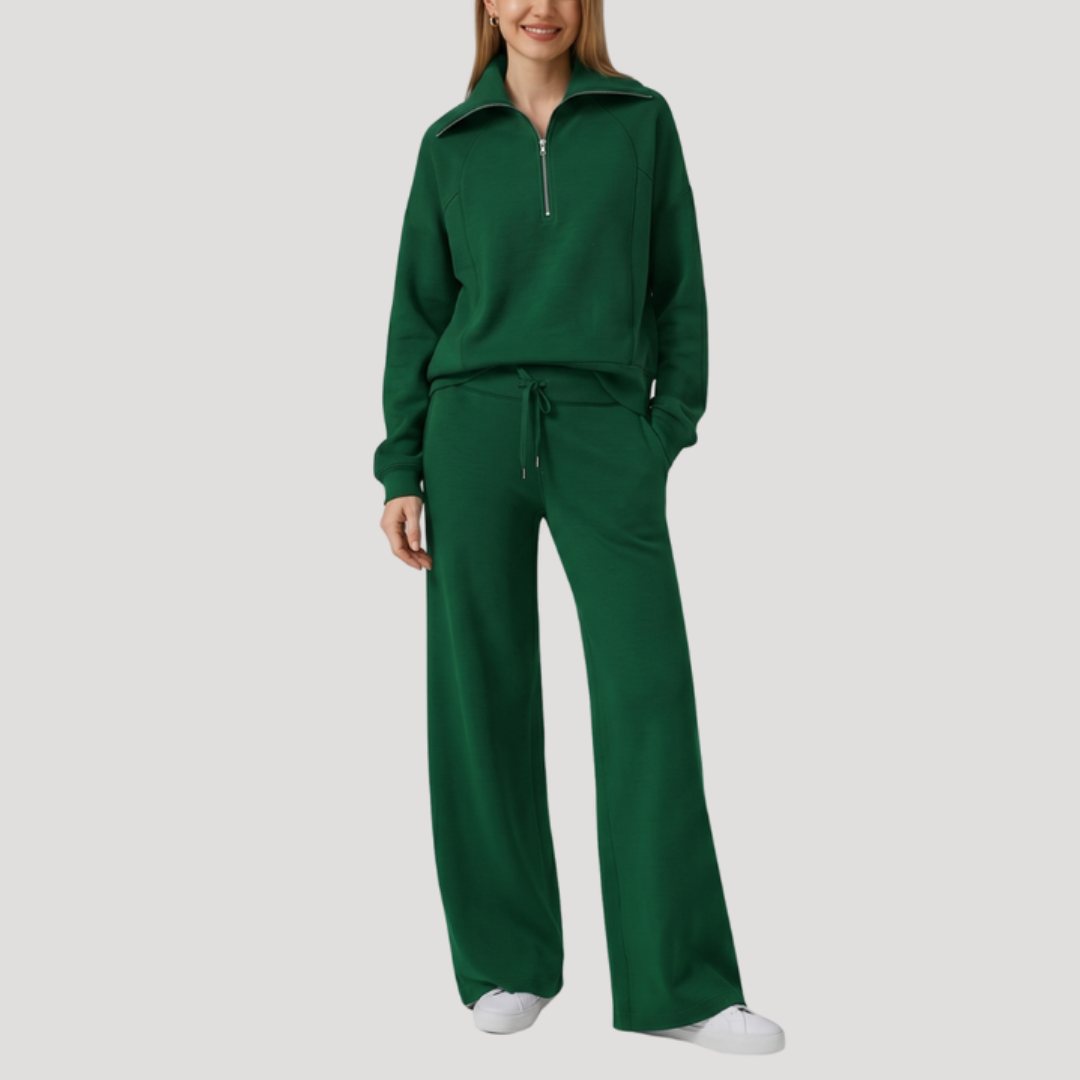 Maria Carmen | Completo Sportivo Donna Mezzo Zip con Pantaloni Larghi