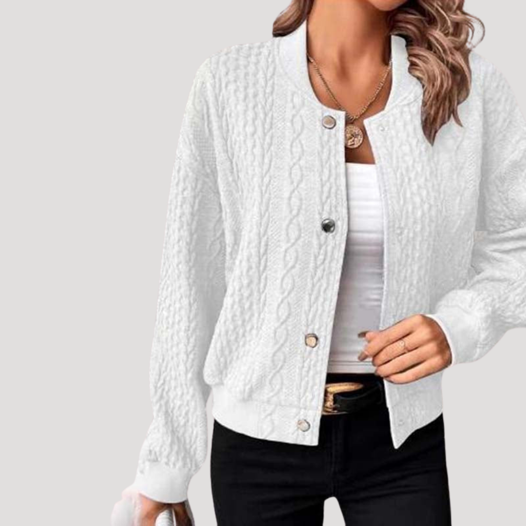 Tiziana | Cardigan Donna in Maglia Intrecciata con Bottoni