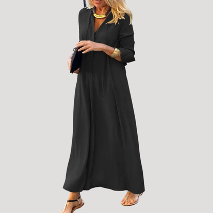 Elisa | Abito lungo fluido maniche lunghe chic