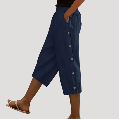 Naomi | Pantaloni donna leggeri e fluidi a gamba larga estate midi