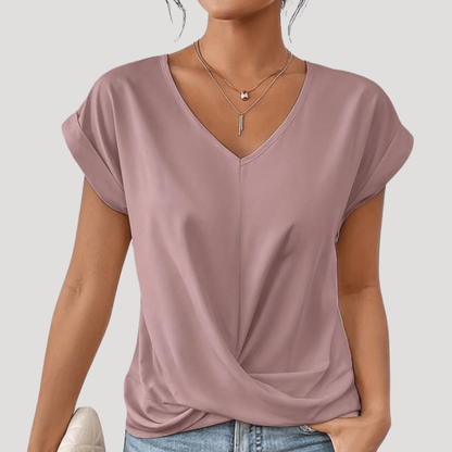 Maude | T-shirt Donna Col V Drappeggiata Fluida Estate