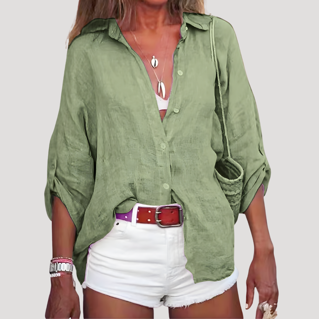 Matilda | Blusa ampia in lino elegante a maniche lunghe