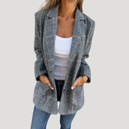 Ida | Blazer Femminile a Quadri con Collo Revers