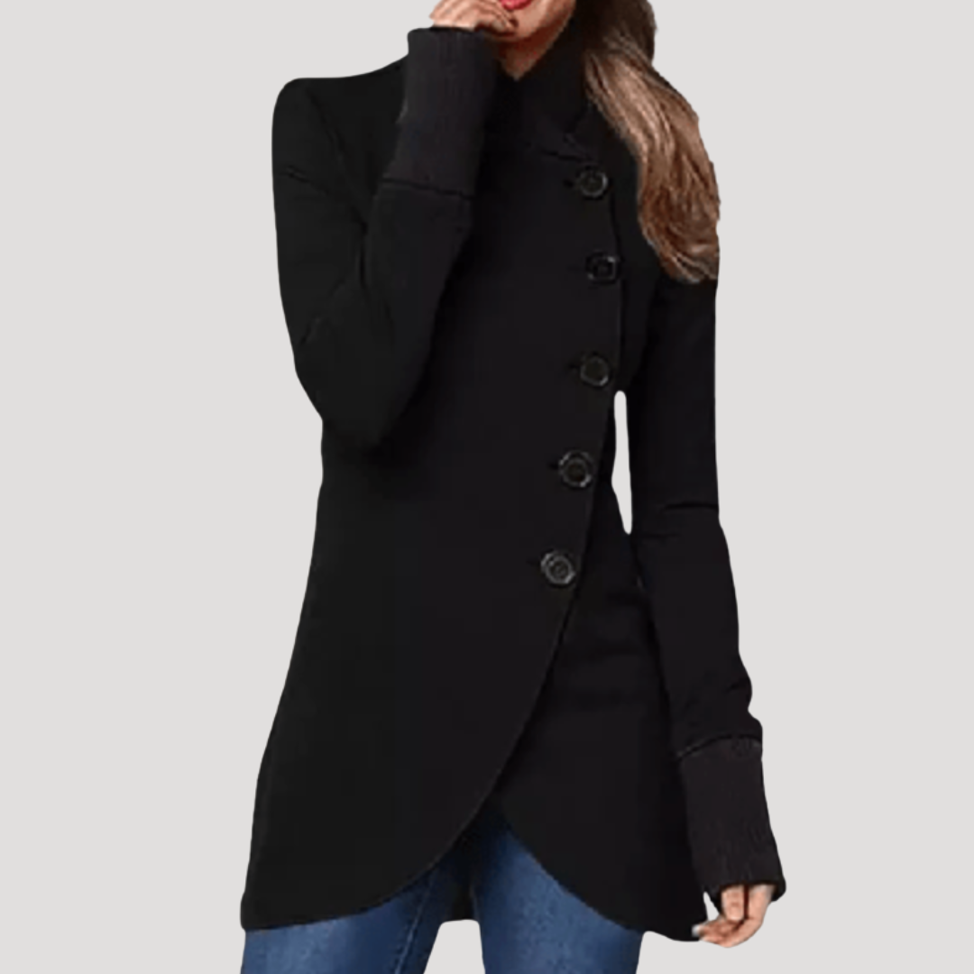 Ava | Cappotto Donna con Bottone Asimmetrico